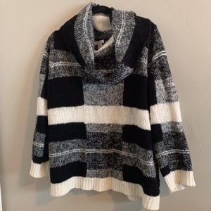 Chico's Black & White Sweater cowl neckline size 3